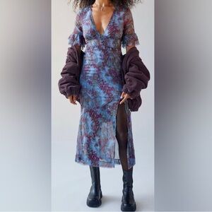 Elegant Blue and Purple Women's Dress